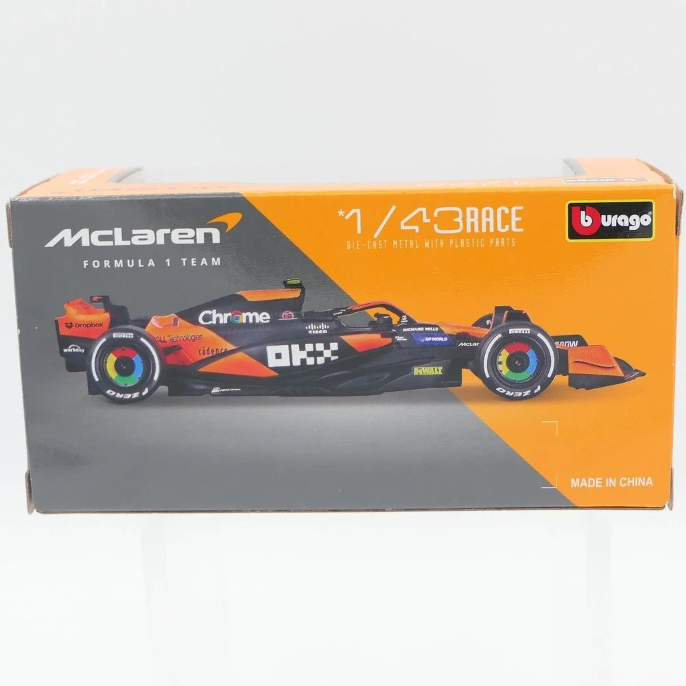 Bburago McLaren MCL38 Miami Grand Prix 2024 1/43 Diecast Metal Race Car in Box
